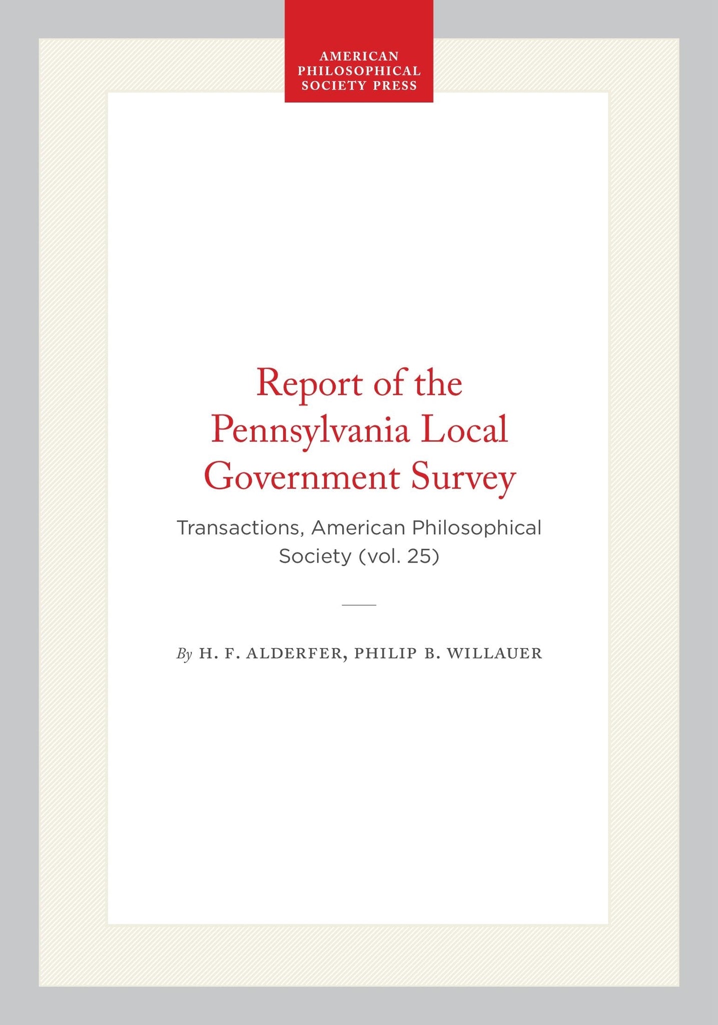 Report of the Pennsylvania Local Government Survey